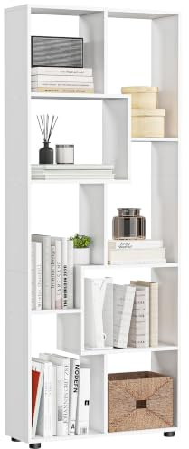 HOMCOM Bookshelf Tall Bookcase Modern Room Divider 70 x 24 x 178 cm White | 8 Cube Storage Unit, Freestanding Storage Shelf, Living Room, Bedroom, Home Office, Lounge, Kitchen