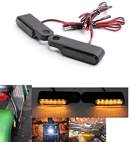 Mini Motorrad Anzeige LED Fließend Blinkend Blinker Lampe Für Motorrad Roller Cafe Race Bike (Schwarz)