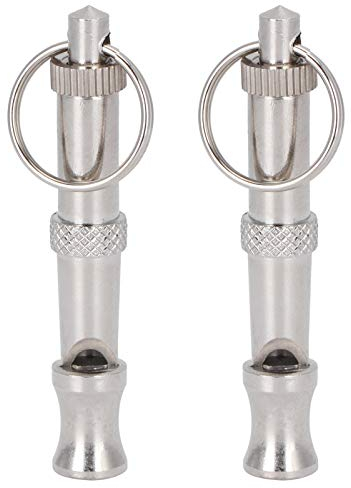 2 Stücke Hundepfeife, Ultraschallpfeifen aus Edelstahl, Tragbarer Hundepfeife Hochfrequenz (Hörbar) mit Verstellbare Frequenz zum Trainieren von Hunden, Tauben und