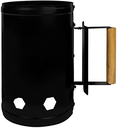 Krumble Holzkohlenstarter - Brikettstarter - BBQ Schnellstarter - Grillstarter - Grillzubehör - Metall - 17 x 27 x 27,5 cm (lxbxh) - Schwarz