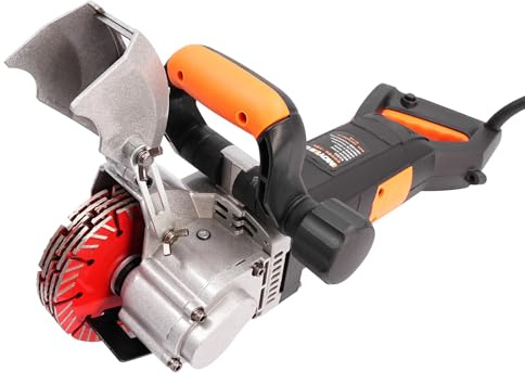 SHZICMY Fresa per muri 4800 W 5000r/min, fresatrice elettrica per muri con 5 lame da 133 mm, profondità di taglio: 0-42 mm, larghezza massima di taglio: 40 mm