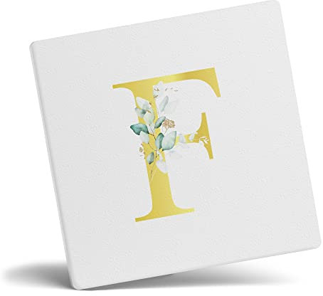 Taza de café con letra F personalizada, regalo personalizado, letra impresa con efecto dorado, no metálica, taza de café de cerámica para hombres o mujeres, taza extra grande y gigante, posavasos