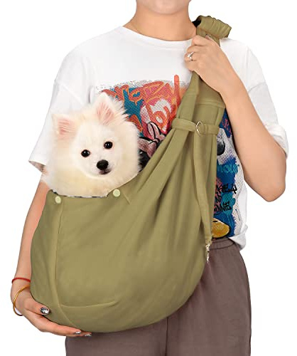 PETLOFT Reversibile Borsa Trasportino Zaino, Borsa da Trasporto per Cani Piccoli, Adjustable Borsa a Tracolla, Cross-Body Pet Sling Carrier con Gancio per Collare per Cane/Gatto Fino a 4.99kg