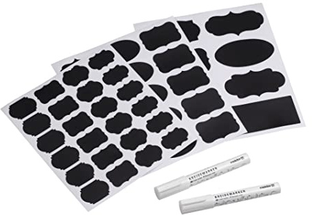 Meister Tafeletiketten 300-teilig - Verschiedene Formen - 2 Kreidemarker - Selbstklebend - Abwischbar & wiederverwendbar / Tafel-Aufkleber für Gewürze, Gläser & Flaschen / Universal-Etikett / 9449940
