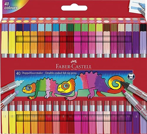 Faber-Castell 151140 - Filzstifte Set mit 40 Doppelfasermaler für Kinder und Erwachsene