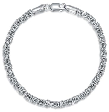 LELOUCHY Byzantine Chain Bracelet for Men Women Solid 925 Sterling Silver,3.5mm 7 Inch