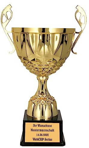 Larius Pokal aus Metall in Gold und Silber, Ehrenpreis Trophäe mit Wunschgravur