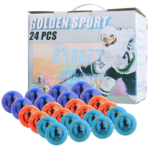 Golden Sport Street Hockey Balls - 24 Pack, Outdoor Roller Balls for Games