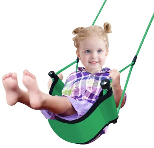 nets Tribe Children's Swing Seat with Snap Hook, Adjustable Ropes, for Kids Playground, Indoor/Outdoor Backyard, Trees, Swing Set (Green)