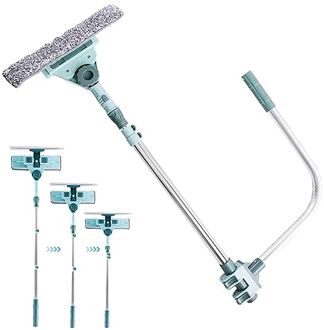 Anloximt Raclette à fenêtre - Lave-vitre avec Support en U pour Poteau d'extension | Équipement de Lavage télescopique réglable d'essuie-Glace de fenêtre de Nettoyeur de vitres