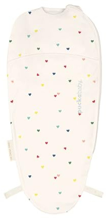 PUCKABABY - Baby-Pucksack 0-3 Monate | 44-62 cm - Piep - Ganzjahres Pucktuch - 0.5 TOG - Baumwolle - Hearts Confetti
