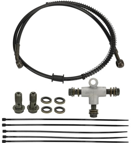 Geflochtenes Hydraulisches Bremsschlauch-T-Stück-Set, 102 Cm, Geflochtene Hydraulische Bremsschlauchleitung, Motorrad-hydraulisches Bremsleitungs-T-Stück, Ersatz für Coleman KT196