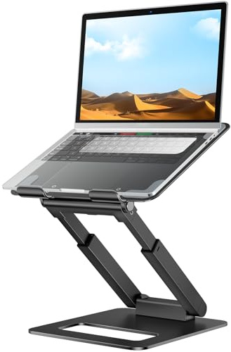 Tounee Support pour Ordinateur Portable, Support PC Ergonomique Hauteur Réglable de 2,1” à 21, pour Jusqu'à 22 Livres de MacBook,Toutes Ordinateur Portable 10-17 Pouces,Noir