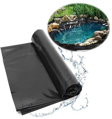 Flexible Lona para Estanque Impermeable Pond Liner Revestimiento de Estanque 2×8m 6×9m 5×5m 8×10m Large Negro Lámina Estanque para Estanque de Peces, Jardines, Piscinas