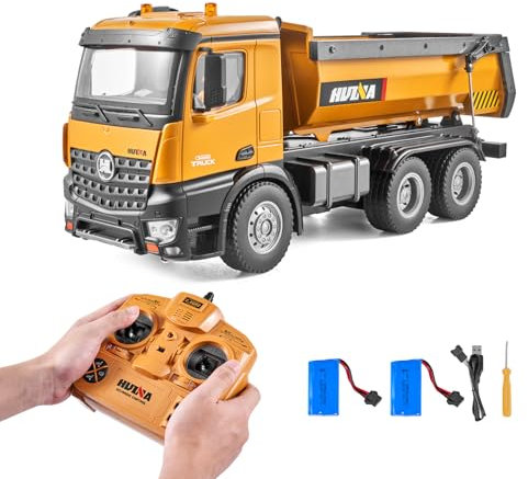 VEVOR Ferngesteuerter Kipper, 10 Kanäle RC Kipper Kipplaster Spielzeug 1:14, Ferngesteuerter Muldenkipper, LKW-Spielzeug mit Metallpritsche und Licht, 2 wiederaufladbare Akkus für Kinder ab 8 Jahren