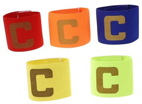 OSOLADY 5stücke Teiliges Junge Mädchen Fußball Kapitänsbinden Elastische Verstellbare Spielführer Armbänder in Gelb Rot Blau Orange Neon Grün Schnelles Wickeldesign Für Bequemen Sitz Beim