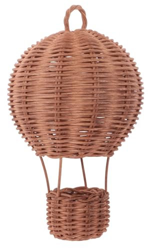 ifundom Woven Hot Air Balloon Deko Rattan Handgefertigter Wandbehang Für Kinderzimmer Verspieltes Fotorequisit Für Babyzimmer Boho Stil Deko Für Zuhause