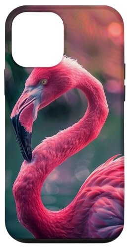 Custodia per iPhone 12 mini Rosa Flamingo Lago Tramonto