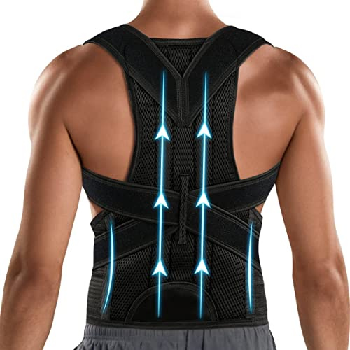 LAFUYSO Back Brace Support Posture Corrector for Men – Full Back Support for Upper, Mid & Lower Back Pain Relief, Improves Posture & Helps with Slouching, Rounded Shoulders