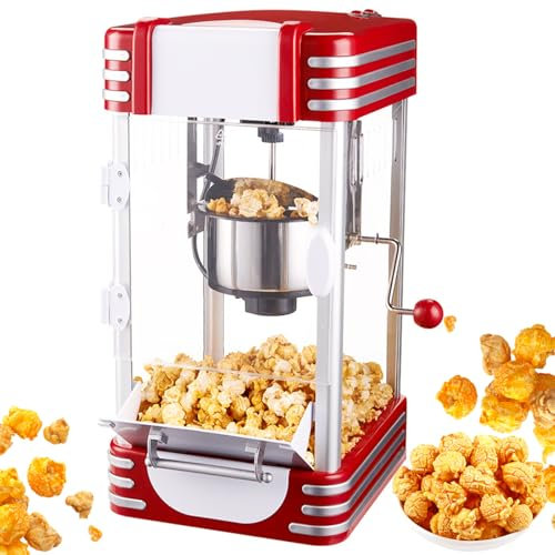 Electric popcorn maker, 850W popcorn maker machine with removable tray, Can produce 3.7L each time, 2-switch design, Even heating, popcorn machine for kids, Business, Movie, Party