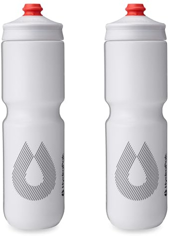 HydraPak | Polar Bottle - Breakaway Surge Lightweight Bike Water Bottle 2-Pack - High Flow, Cycling & Sports Squeeze Bottle (White, 880ml / 30oz)