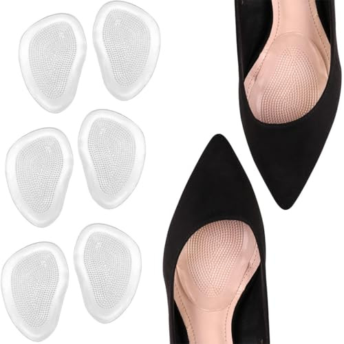 3 Paar Fusspolster Pads,Silikon Einlegesohlen für High Heels,Ballenpolster Vorfuß,Einlegesohlen Vorfuß, Gelpolster Vorderfuß Schuheinlagen Antislip Heel Pads für Damen und Herren