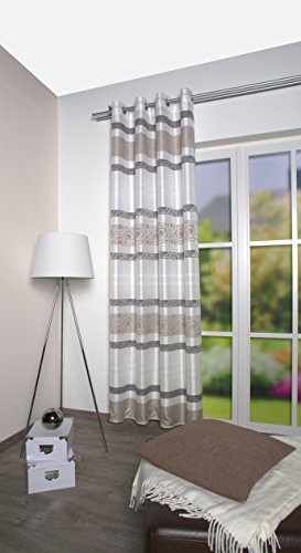 BB-Toy-Trades färdig sjal med öljettgardin, gardin, gardin, 1 styck, ogenomskinlig med tvärränder, B x H 140 x 245 cm i färg sten