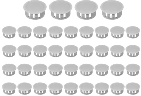 PATIKIL 20mm/13/16 Plastic Hole Plugs, 40 Pcs Flush Type Round Plug Snap in Locking Screw Hole Covers Insert End Caps for Furniture Cabinet Kitchen Door Shelves, Grey