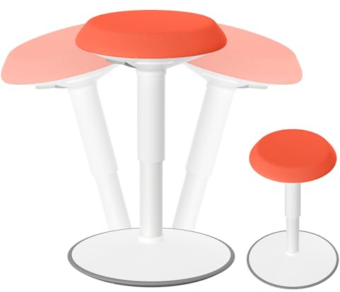 HENGMEI Ergonomischer Hocker Wackelhocker Bürohocker Stehhocker Stehsitz 360° Neigbar Sitzhocker Schreibtischhocker mit Schwingeffekt Arbeitshocker (43-61 cm Höhenverstellbar, Rund, Orange)