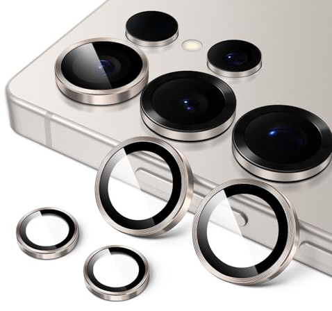 JETech Kameraschutz für Samsung Galaxy S25 Ultra 5G, 9H Gehärtetes Glas Individuelle Metallring Abdeckung, Einfache Installation Tablett, HD Klar, 1 Set (Titanium Gray)