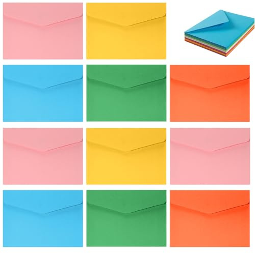 Mini Briefumschläge Bunt Mini Umschläge 11.5 x 8 cm Briefumschlag Kuvert Kleine Briefumschläge Envelopes für Hochzeit Geburtstage Partys Gruß-Karten 50 Stück