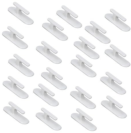 OSALADI Ganci Adesivi Per Tende Da Parete Bianchi, Fermatende Autoadesivi Senza Chiodi in Abs, Resistente Fino a 1 Kg, 20 Pezzi Per Cucina, Bagno e Soggiorno
