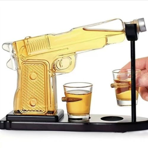Fcmeavo Whisky Karaffe Personalisiert Geschenkset Whiskey Bottle für Whisky-Liebhaber mit 2 Bullet Gläser für Rum Brandy Scotch Schnaps Einzigartige Whiskey Dekanter Tasting Set