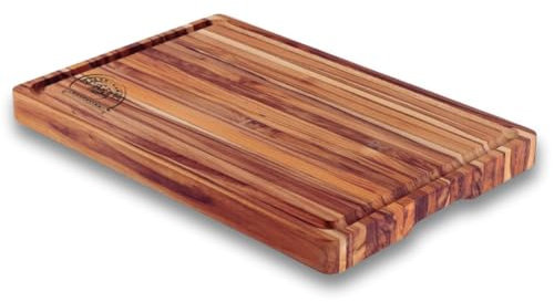 Black Ranch® Schneidebrett Teakholz 60x40 cm | BBQ Grillbrett mit Saftrille & Griffen | FSC®-zertifiziert | Messerfreundlich & langlebig | Tranchierbrett für Fleisch & Küche