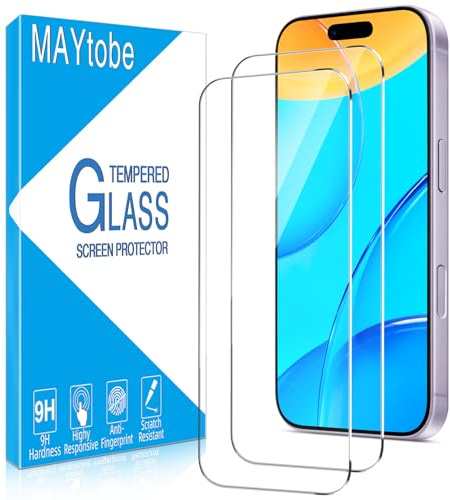 MAYtobe 2 Pack skärmskydd för iPhone 17, screen protector härdat glas film [9H hårdhet] [Anti-Break] [Anti fingeravtryck] [Inga bubblor] [HD transparent]
