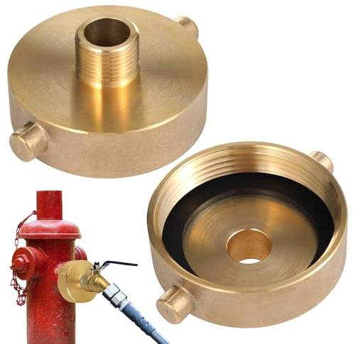 Adaptador de boca de incendios de latón resistente a manguera, 2-1/2 NST/Nh hembra, 3/4 GHT macho, terminales de pin, ideal para jardín y riego