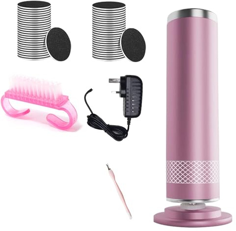 SUUFRUE Hornhautentferner Elektrisch, Callus Rremover Electric mit 60 Ersatzpads, Reinigungsbürste & Nagelhautschieber, stufenlose Drehzahl, Netzbetrieb, Pediküre Set für rissige Fersen & Hornhaut