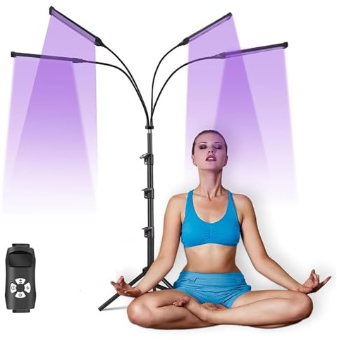 TsoLay Lámpara De Bronceado para El Hogar, 420 LED, Lámpara De Bronceado Facial con 4 Cabezales Y Soporte Ajustable, Temporizador De 5/10/15/20/25/30 Minutos, Brillo Ajustable, para Rostro Y Cuerpo