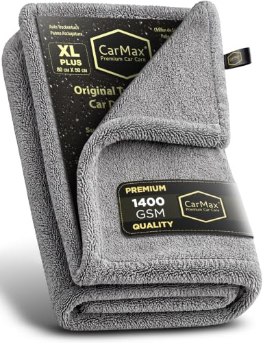 CarMax® - Toalla de Secado para Coche de Microfibra Twisted Loop – Alta Absorción – Secado sin Marcas – Segura para Pintura y Cristales (XL Plus - 80cm x 50cm)