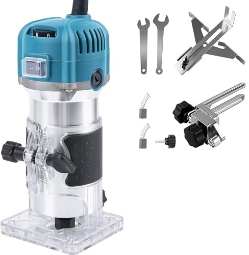 800W Wood Router Electric Flush Router 13000-33000RPM, Wireless Edging Cutter, Wireless Electric Wood Router with 6 Speed, 6.35mm Clamp, Brushless Edge Mill for Woodworking