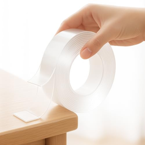 Double Sided Nano Tape 5M, Heavy Duty Extra Strong Clear Mounting Tape, Removable Multipurpose Adhesive Tape for Walls, Posters, Carpets, Pictures & Home Use