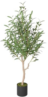 FIVMEN Kunstpflanze Künstlicher Olivenbaum Zimmerpflanzen Künstliche Pflanzen Kunstbaum Wie Echt mit Blumentopf Kunstpflanzen Fake Plant für Wohnzimmer Schlafzimmer Büro Deko, 120 cm Hoch