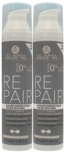 Latte Ristrutturante REPAIR Bye Bye Doppie Punte, Con Cheratina. Per Capelli Danneggiati e Sfibrati, Ricompatta e Sigilla La Cuticola 100ml (2 Unità)