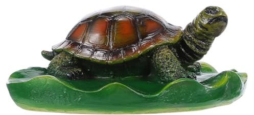 DECHOUS Décoration Tortue Flottante Réaliste pour Jardin et Bassin Extérieur, Ornement en Résine Légère sur Feuille de Lotus, Statuette Décorative pour Fontaine et Bassin D’Eau