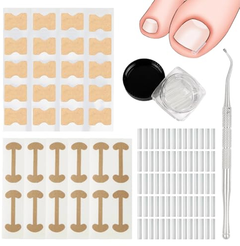 YAZWUR Pansements correcteurs pour ongles incarnés sans adhésif – Set professionnel pour le soin des ongles (formes I + os + bouteille)