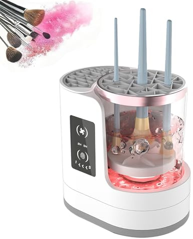 Nettoyeur automatique de pinceaux de maquillage 3 en 1 avec nettoyeur automatique de séchage et de stockage, Nettoyeur de Pinceaux de Maquillage électrique, Silencieux et Rapide (Blanc)