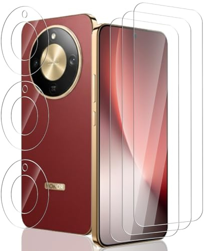 Jaavkkma 3 Piezas Protector Pantalla para Honor Magic 8 Lite Cristal Templado + 3 Piezas Protector Cámara, Dureza 9H/Sin Burbujas, Película Protectora para Honor Magic 8 Lite - HD Vidrio Templado