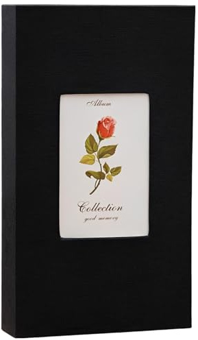 Tressify 300 Photos 4X6 Album, For Family Memories, Wedding & Anniversary Guest Book, Black Linen Cover, Slip-In Design, Customizable Window, Horizontal View