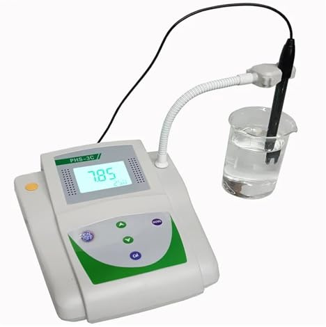 KXJQBM Bodenmessgerät, 3-in-1-Labor-Tischwasser-pH-mV-Meter-Tester PH-Wert-Analysator Messgerät Genauigkeit 0,01 pH Temperaturkompensation für Gartenarbeit, Landwirtschaft(Accuracy 0.05)