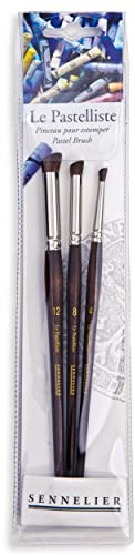 SENNELIER Le Pastelliste Pinselset, braun, 3-teiliges Sortiment. Größe, 4, 8, 12